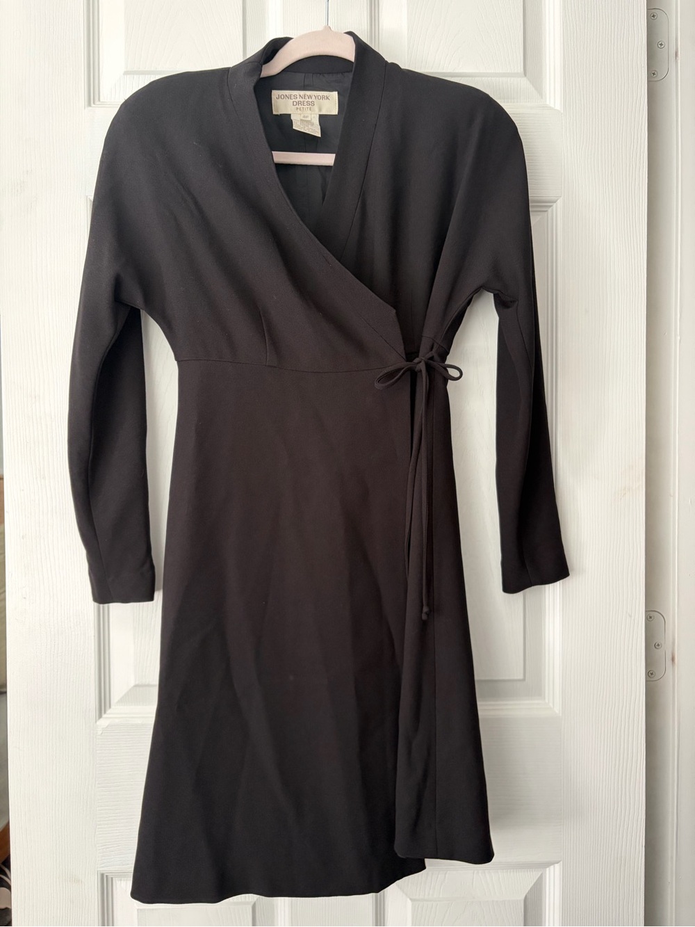 Black Long-Sleeve Wrap Dress